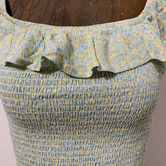 Pink Rose Floral Gypsy Crop Top Green Juniors Large - Picture 2 of 7